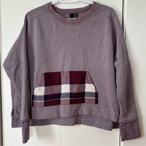 Adidas Mauve Sweatshirt with Plaid Pocket – Size Medium